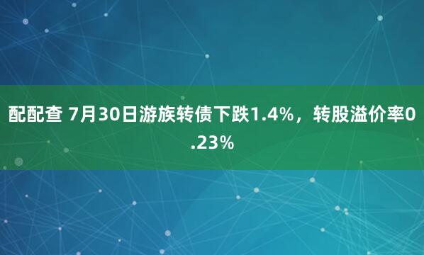 配配查 7月30日游族转债下跌1.4%，转股溢价率0.23%